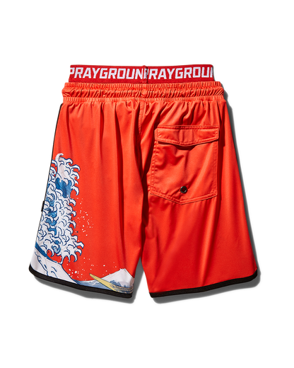 SPRAYGROUND® SWIM KIDS JAPAN WAVE SWIM TRUNKS (RED)