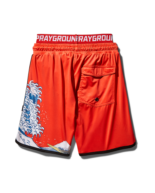 SPRAYGROUND® SWIM KIDS JAPAN WAVE SWIM TRUNKS (RED)