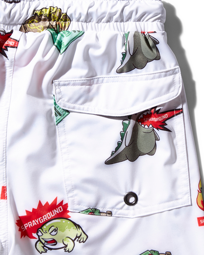 SPRAYGROUND® SWIM KIDS PATCH ALL-IN SWIM TRUNKS (WHITE)