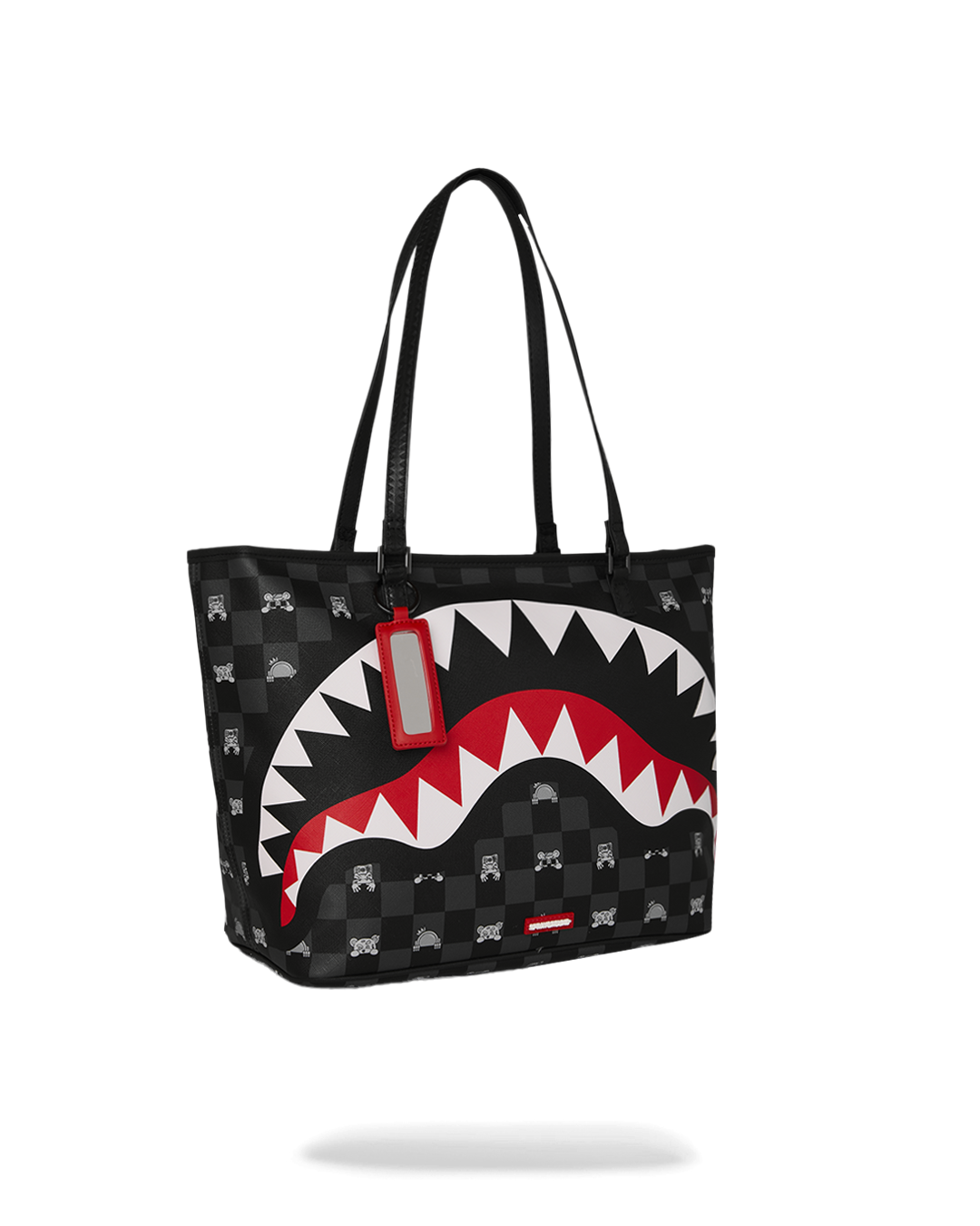 SPRAYGROUND® TOTE GRAY PEEKING CHARACTER CHECK TOTE