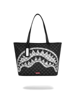 SPRAYGROUND® TOTE BLACK AND WHITE DRIP CHECK SHARK TOTE