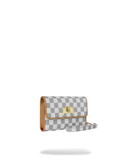 SPRAYGROUND® WALLET EMBOSSED CREAM CHECK TURN LOCK WALLET