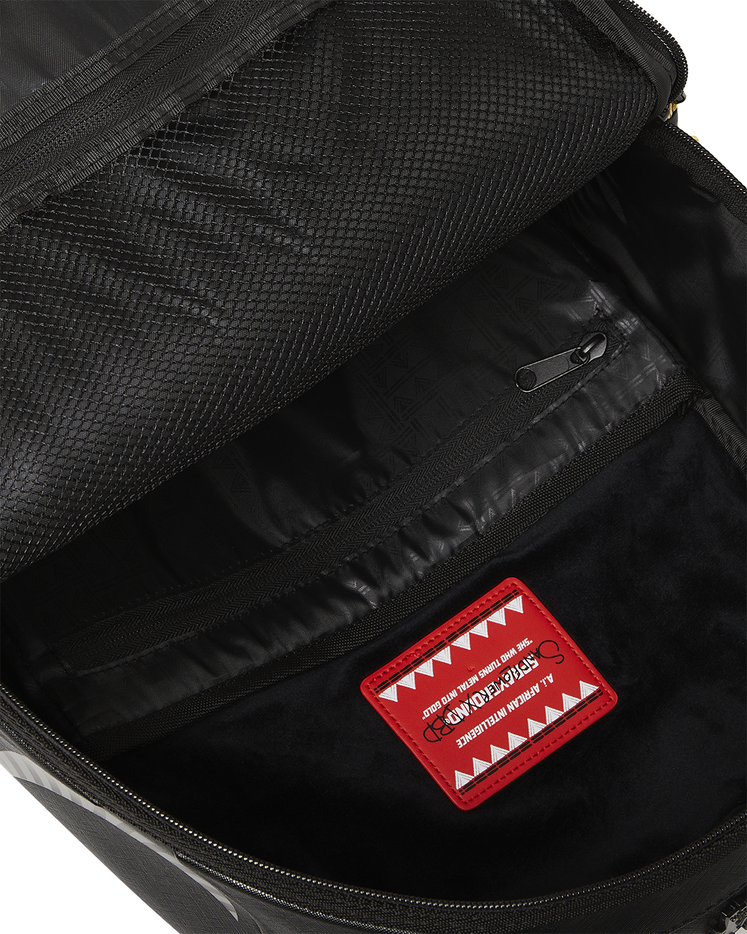 SPRAYGROUND® BACKPACK A.I. AFRICAN INTELLIGENCE SHARKS OF THE GOLD OCEAN BACKPACK - SANDFLOWER COLLAB