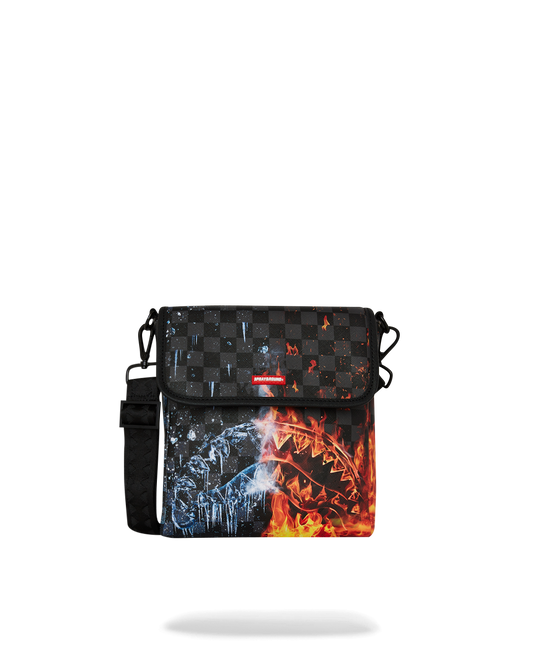 SPRAYGROUND® SLING FIRE & ICE SHARK MESSENGER SLING