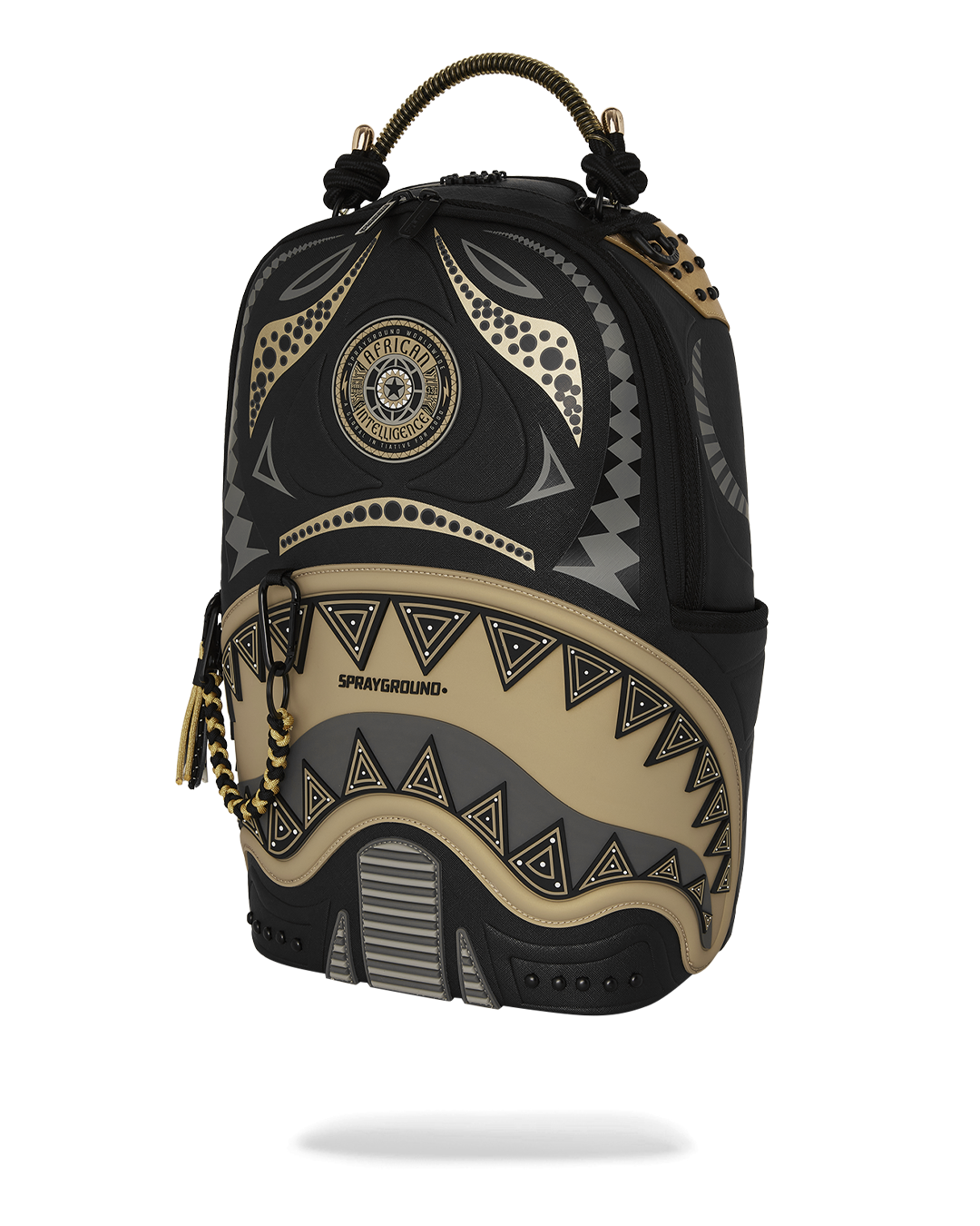 SPRAYGROUND® BACKPACK A.I. AFRICAN INTELLIGENCE SHARKS OF THE GOLD OCEAN BACKPACK - SANDFLOWER COLLAB
