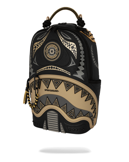 SPRAYGROUND® BACKPACK A.I. AFRICAN INTELLIGENCE SHARKS OF THE GOLD OCEAN BACKPACK - SANDFLOWER COLLAB
