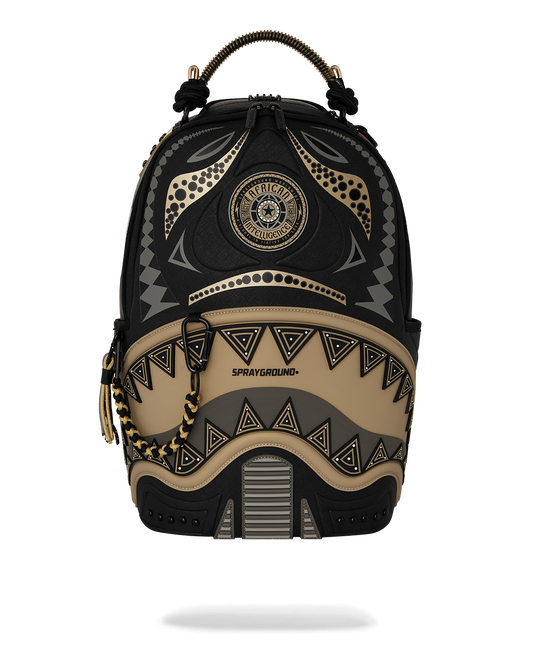 SPRAYGROUND® BACKPACK A.I. AFRICAN INTELLIGENCE SHARKS OF THE GOLD OCEAN BACKPACK - SANDFLOWER COLLAB